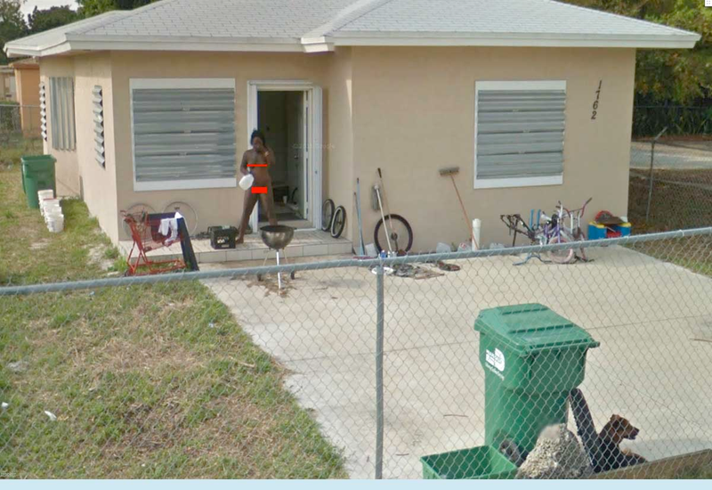 Illustration for article titled Confused Naked Lady Gets Caught on Google's Peeping Street View Camera (Yeah, NSFW)